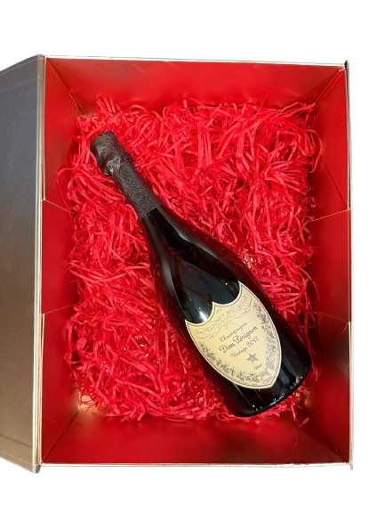 Premium Gold Folding Gift Box w Red Raffia Shredded Paper 20g/pack | Magnetic Box (BOTTLE NOT INCLUDED)