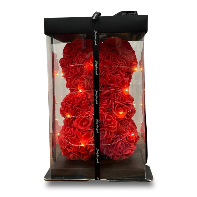 Led Bear Shaped Roses (with box and paper bag)
